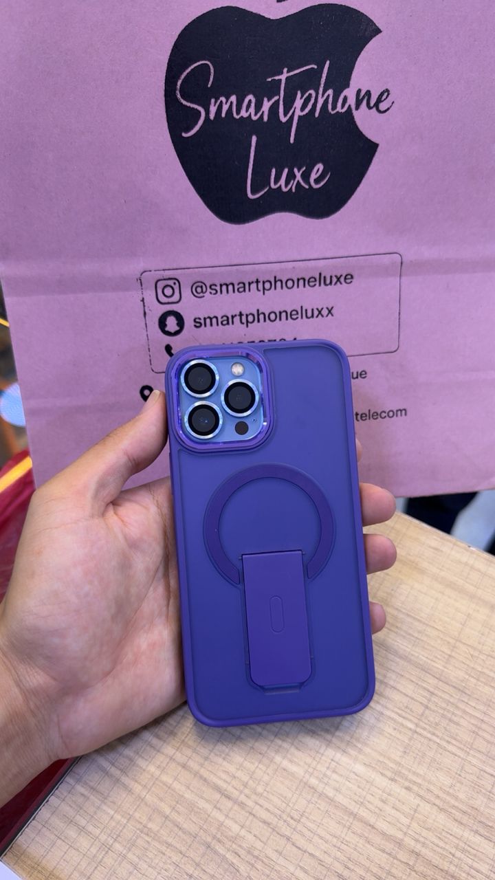 كفر الحماية الفاخر ✅  3 في 1: حماية كاميرا + ستاند مخفي + دعم MagSafe