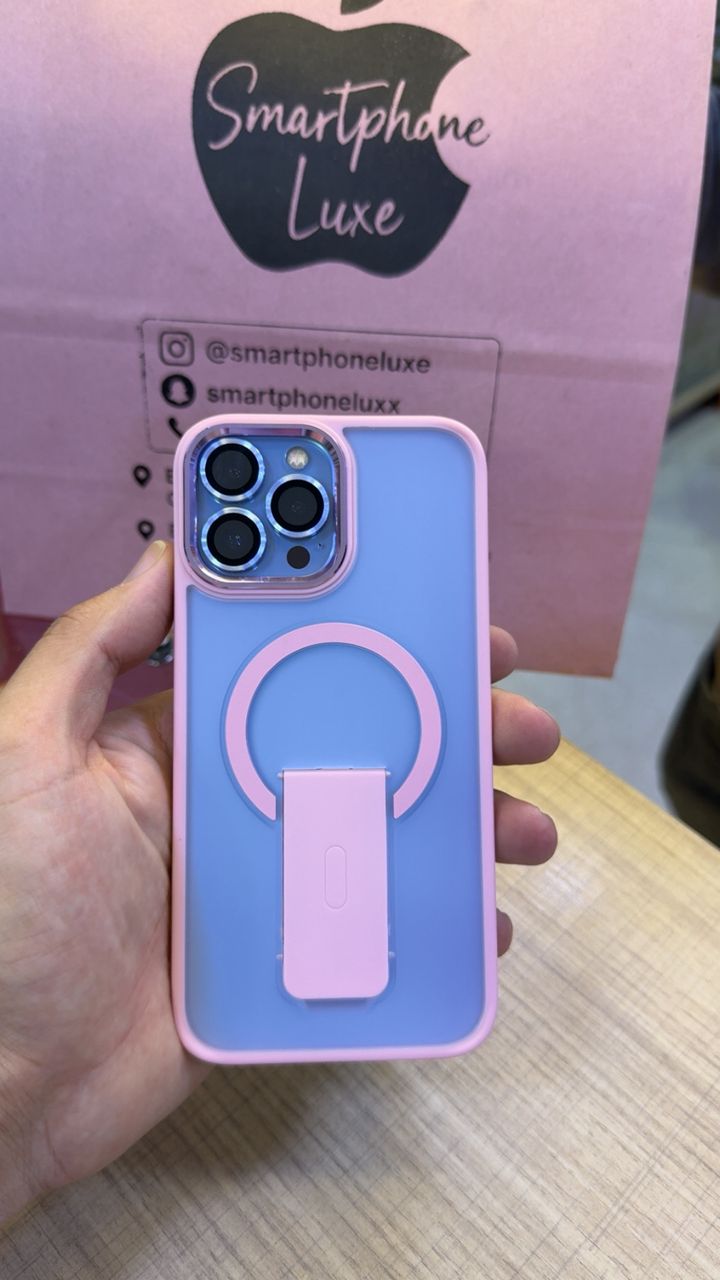 كفر الحماية الفاخر ✅  3 في 1: حماية كاميرا + ستاند مخفي + دعم MagSafe