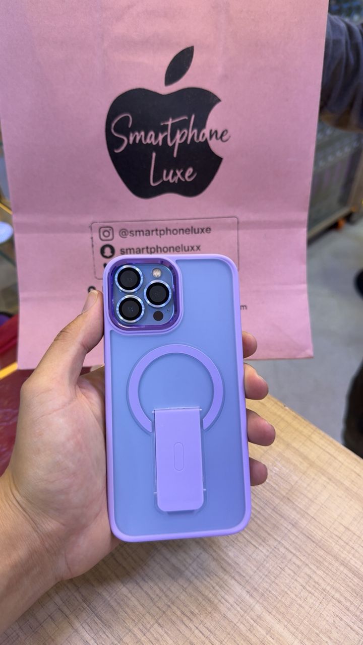 كفر الحماية الفاخر ✅  3 في 1: حماية كاميرا + ستاند مخفي + دعم MagSafe